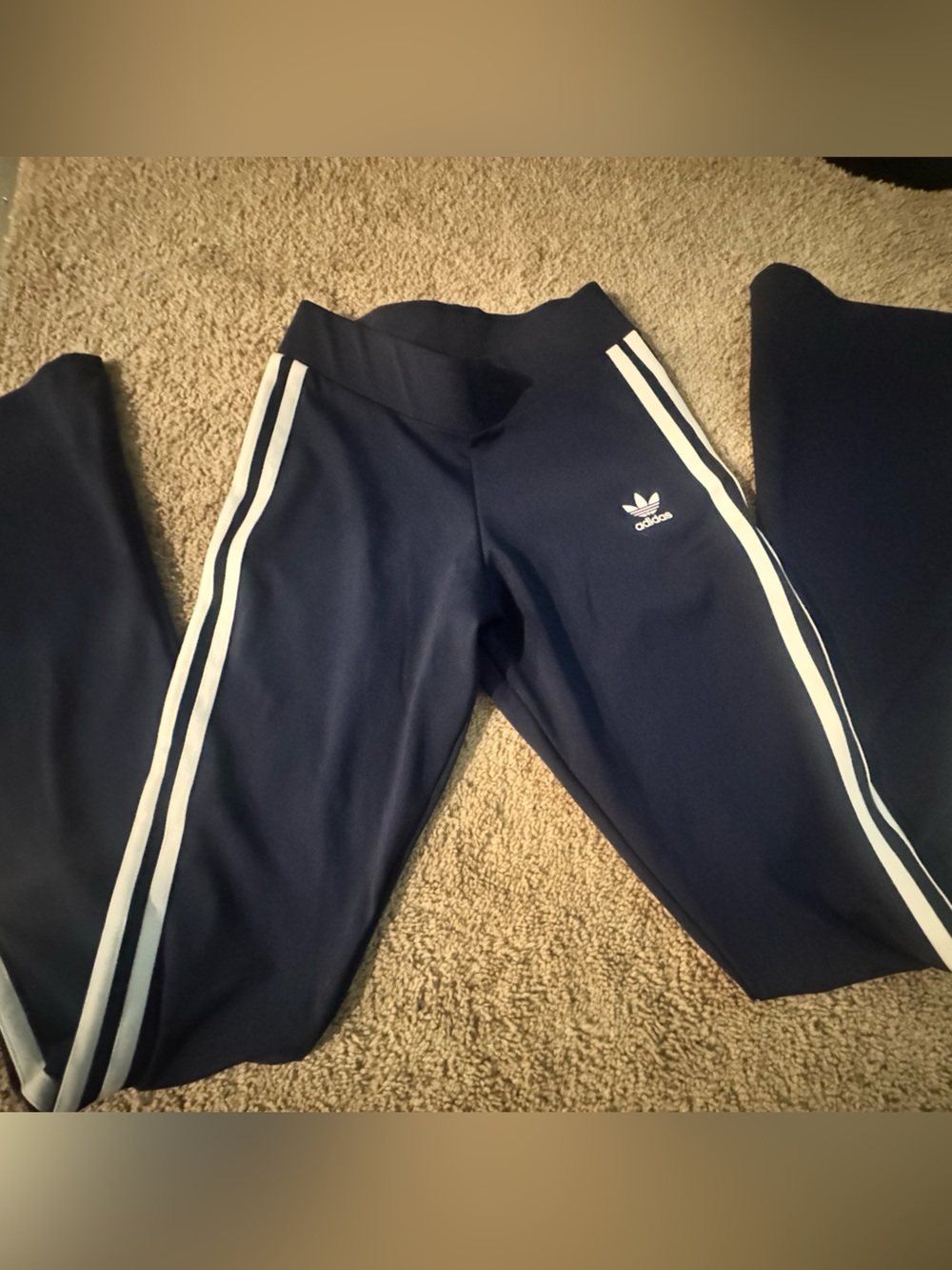 Adidas women’s Navy Track Pants with Side Stripes